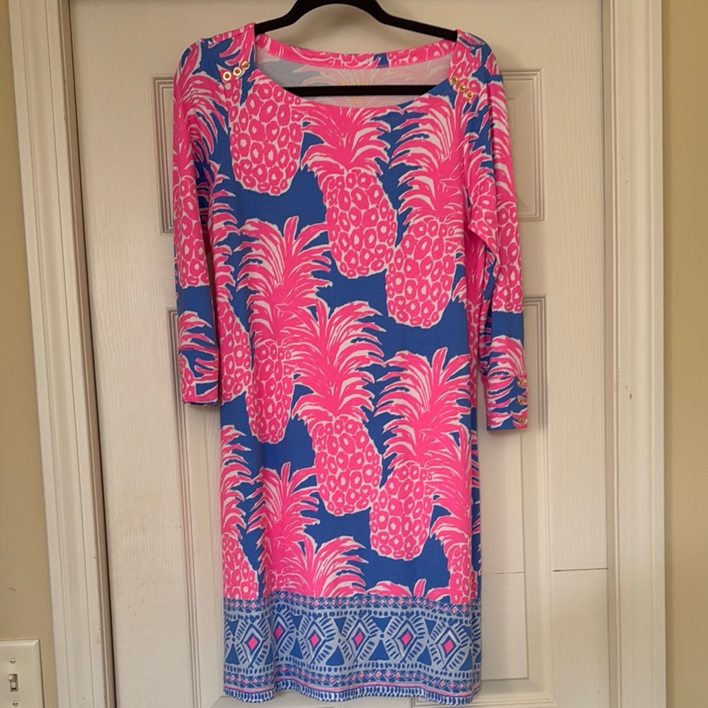 Pink and Blue Pineapple Print Dress